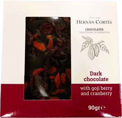 Μαύρη Σοκολάτα με Goji berry & Cranberry 90γρ - Hernan Cortes — Παντοπώλειο